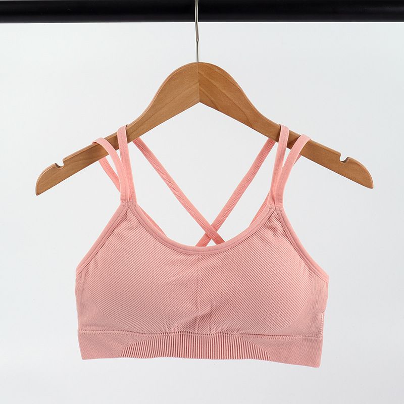 girl Summer New Yoga Sports Professional Backless Breathable Push-Up Thin Strap Elastic Shockproof Women's Bra_ecoleips.com