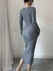 K Dress With Waist Cinching, Mid Length, Hip Hugging Design, And A Tight Knit Dress With A Base Underneath_ecoleips.com