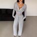 Women's Clothing Autumn New Suits Long Sleeved Buttoned Solid Color Tight Top Plus Trousers Two Piece Suit For Women_ecoleips.com