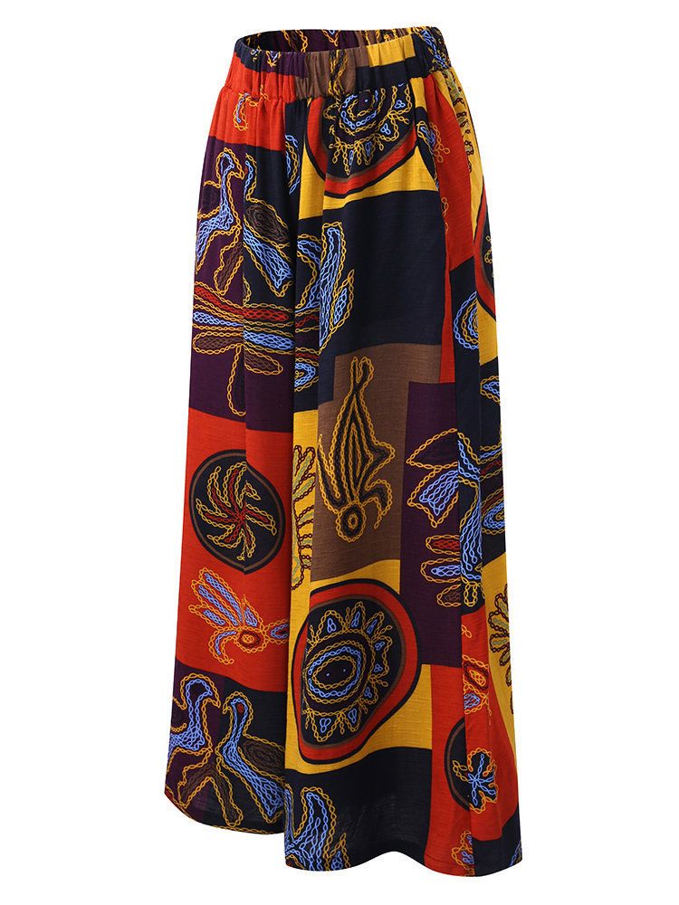Women's Loose Fit Floral Print Casual Pants - Soft Breathable Linen Blend Fabric, Comfortable Elastic Waist, Plus Size Available (S-5XL)_ecoleips.com