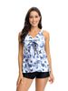 Women's Clothing Gathered Multi Color Skirt Split Shorts Tankini Suit_ecoleips.com
