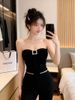 Sexy Bow-Tie Sleeveless Strapless With Chest Pads, 2026 Spring New Style, Slim-Fit One-Shoulder Top_ecoleips.com