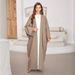 Verve Dubai Fashion Elegant Cardigan Muslim Linen Dress Robe_ecoleips.com
