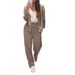 Women's Minimalist V-Neck Knit Set, Comfort-Fit Cardigan With High-Waisted Lounge Pants, Casual Two-Piece Outfit_ecoleips.com