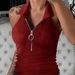 New Solid Color Ribbed Lapel Zipper Vest Women's Fashion Casual T Shirt Women's Clothing_ecoleips.com