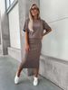 Women's Clothing Retro Versatile Stretch Knit Sweater Short Sleeved Suit Two Piece Suit For Women_ecoleips.com
