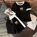 Women's Casual Short Sleeve T-Shirt And Shorts Set Letter Print Loose Fit Summer Loungewear Two-Piece Outfit_ecoleips.com