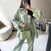 Women's Clothing Loose Solid Color Two Piece Suits New Long Sleeved Large Size Suits_ecoleips.com