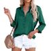 Verve Women's Clothing 2025 Spring New Satin Long Sleeve V-neck Office Business Shirt_ecoleips.com
