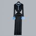 Retro Hoof Sleeve Knit Dress - Elegant Color-Block Midi Dress With Flared Cuffs, Work-To-Winner Staple_ecoleips.com