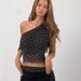 Women's Polka Dot Off Shoulder Top Sleeveless Chiffon Blouse Asymmetric Hem Summer Beach Party Wear_ecoleips.com