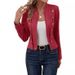 Elegant Plus Size Women's Blazer Jacket With Multiple Buttons - Suede-Like Polyester Office Wear For Autumn Winter - Red/Green/Yellow/Black_ecoleips.com