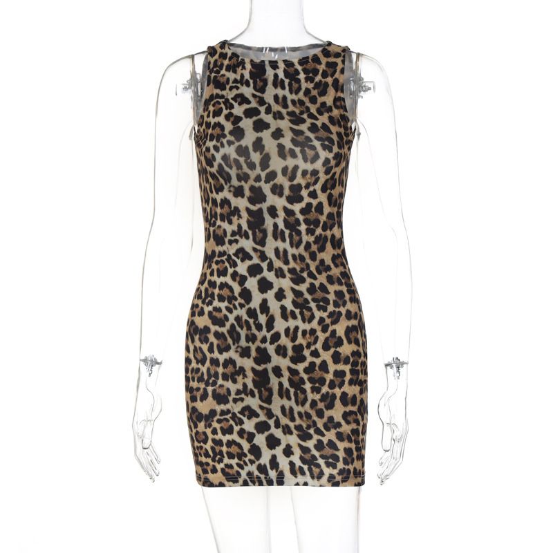 European And American Style Cross-border Women's Clothing 2024 Summer New Product Round Neck Sleeveless Leopard Print_ecoleips.com