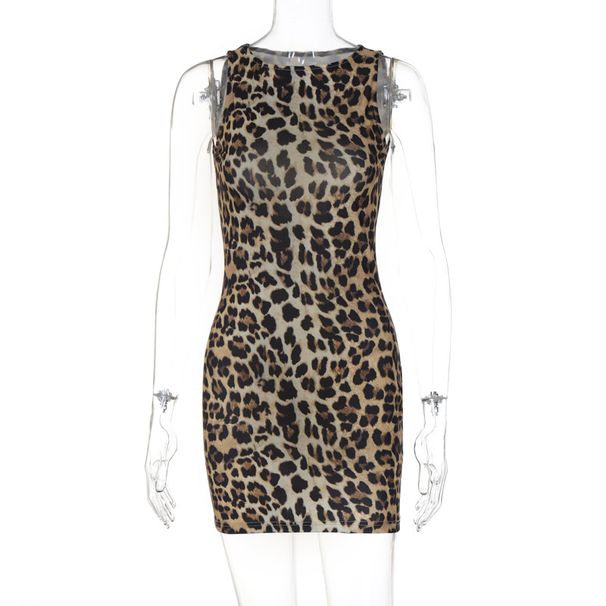 European And American Style Cross-border Women's Clothing 2024 Summer New Product Round Neck Sleeveless Leopard Print_ecoleips.com