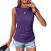 Women's Casual Solid Color Pullover Sleeveless Vest T-Shirt Round Neck Design American Style Summer Fashion_ecoleips.com