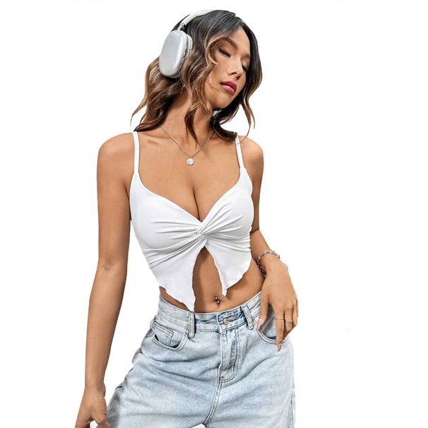 Women's Clothing Hot Style Sexy Hot Girl Design Slimming Slit Slimming Camisole Top_ecoleips.com