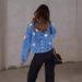 Women's Clothing Fashion Heavy Beaded Women's Loose Denim Jacket 3248_ecoleips.com