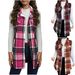 Women's Clothing New Fashion Plus Size Fleece Plaid Lapel Mid Length Sleeveless Vest Coat Women's Clothing Outerwear_ecoleips.com