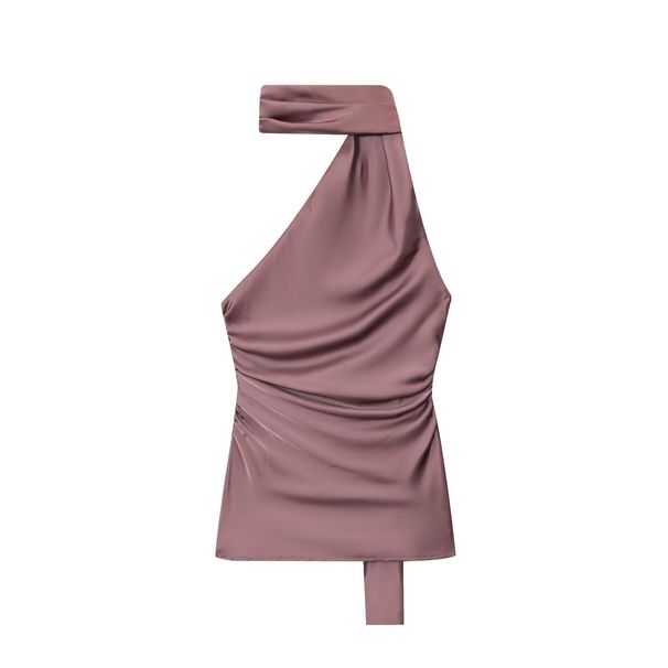 Aria Basics Aria Basics 61273 - New Women's Clothing In European And American Style, Halter Neck With Ribbon, Asymmetrical Collar, Pleated_ecoleips.com