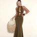 Women's Clothing Halter Neck Deep V Hollowed Out Long Dress Rhinestone Studded Slim Fit Sexy Evening Party Gown For Women_ecoleips.com