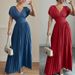 Women's Pleated Dress Solid Color Short Sleeve Long Skirt For Everyday Wear And Commuting Spring New Style Easy To Match_ecoleips.com