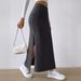 Women's Clothing High Waist Side Slit Slim Fit Knitted Skirt Female Fashion Long Skirt_ecoleips.com