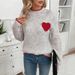 Women's Clothing Sweetheart Knit Sweater - Winter Valentine's Day Semi-Turtleneck Pullover For Women_ecoleips.com