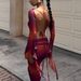 Sexy Fashion Printed Single Slant Shoulder Long Sleeve Ribbon Slim Fit Dress For Women Daily Party Wear_ecoleips.com