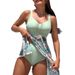 beach sisters plus size bikini set laceup printed swimsuit for women (multicolor)_ecoleips.com