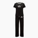 Women's Summer Fashion Color Block Crew Neck Top And Wide Leg Pants Set Loose Fit Casual Outfit Short Sleeve Print Design_ecoleips.com