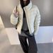 girl Girl Girl 2025 Winter New 90% White Duck Stand Collar Ribbed Down Jacket For Women Casual Fashion Versatile Trendy_ecoleips.com