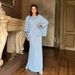Women's Clothing Autumn New Round Neck Bat Sleeve Waist Slim Dress Suit for Women_ecoleips.com