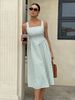 French Style Slim Waist Sleeveless Halter Neck Long Dress Color Block Striped Casual Fashion For Women_ecoleips.com