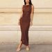 Women's Sexy Bodycon Sleeveless Midi Dress With Metal Detail – Slim Fit Club Party Gown 2026_ecoleips.com