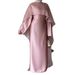 Voya Voya European And American Cross-Border 2025 Spring Elegant Slim-Fit Long-Sleeve Tie-Waist Long Luxurious Silky Dress_ecoleips.com