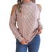 Real Shot 2025 Autumn Winter Casual Braided Off-Shoulder Half Turtleneck Long Sleeve Pullover Sweater_ecoleips.com