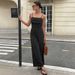 Women's Slim Fit Sleeveless Jumpsuit Summer Spliced Lace Hollow Out Design Cross Suspender Style_ecoleips.com