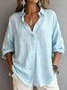 Women's Clothing Women's Fall Long Sleeve Shirt Collared Casual Loose Fit Solid Color Top Blouse_ecoleips.com