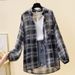 Women's Clothing Summer Plaid Shirt For Women Unique Design Loose Fit Chiffon Blouse Sun Protection Top_ecoleips.com