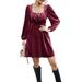 Diyun European And American Velvet Square Neck 2023 Autumn/Winter Foreign Trade Women's Clothing_ecoleips.com