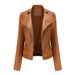 New European Size Spring And Autumn Women's Leather Jacket Women's Slim Fit Thin Small Coat Ladies Motorcycle Suit_ecoleips.com