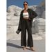 Women's Clothing Loose Two Piece Wide Leg Trousers Casual Suit_ecoleips.com