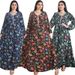 Women's Clothing Large Size Women's V Neck Dress Diamond Fashion Printed Southeast Asian Robe Long Skirt_ecoleips.com
