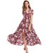 Bohemian Maxi Dress – Flowy V-Neck Printed Long Dress (S-5xl, Cotton Blend, Summer Vacation Essential)_ecoleips.com