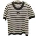 Women's Hong Kong Style Korean Style Knit Top Black And White Striped Short Sleeve Hollowed Out Round Neck Loose Slimming Short Top For New Spring_ecoleips.com