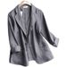 Women's Clothing Fashion Loose Solid Color Cotton And Linen Three Quarter Sleeve Small Suit Jacket Women Suit Jacket_ecoleips.com