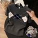 Women's Retro Style Diamond Pattern T-Shirt Short Sleeved Loose Fit Slimming Versatile Youthful Knit Top For Summer_ecoleips.com