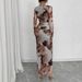 Spring Autumn New Floral Print Fashion Long Dress Women's Sleeveless Dress_ecoleips.com