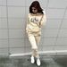 Queen's Printed Sportswear Fashion Hoodie + Pants Women's Sports Two Piece Sweater Shirt Set_ecoleips.com