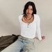 's New European American Style Commuter Women's T-shirt, Fashionable And Unique Square-neck Ribbed Knit_ecoleips.com